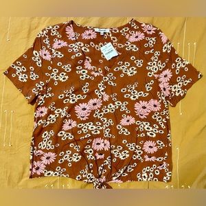 NWT Madewell Tie-Front Top in Hillside Daisies Size M